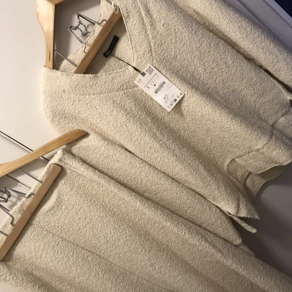 Cream Textured Sweater and Pants Set
